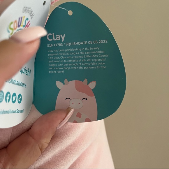 *last one!* NWT 16” Clay the Pink Cow Squishmallow - Picture 3 of 3